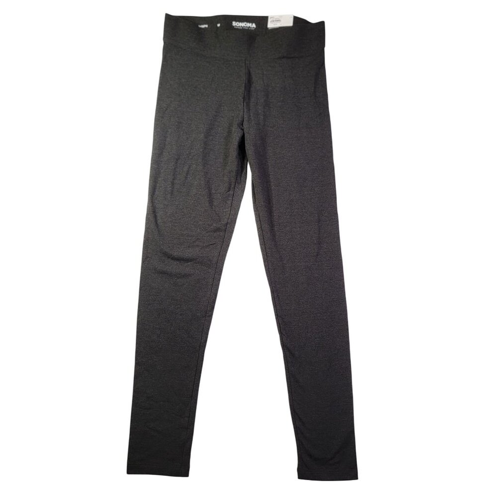 Sonoma Leggings Womens Mid Rise Everyday Black Cotton Blend Slim Fit Medium